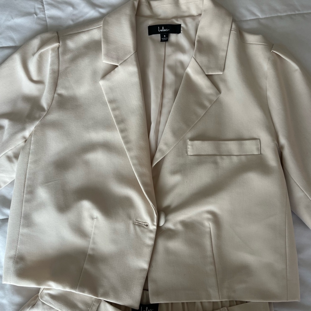 Lulu's Cream Short Sleeve Pantsuit - Picture 3 of 6